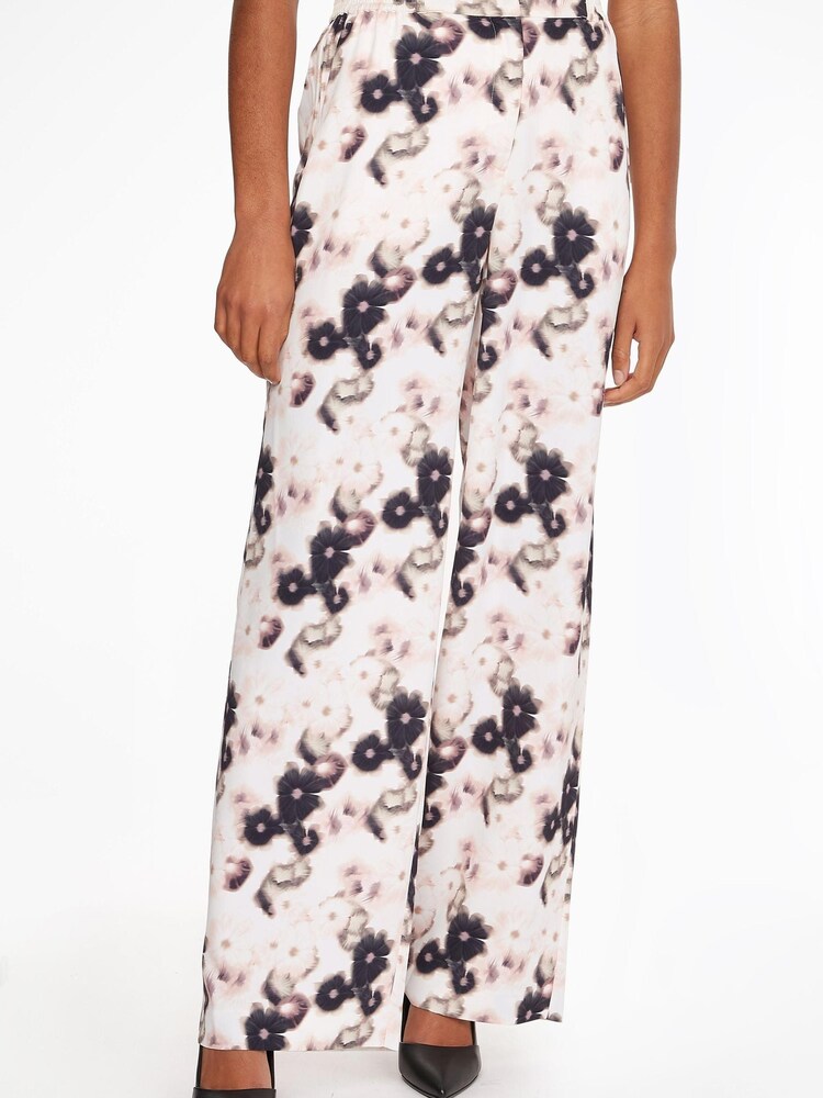 Calvin Klein White Recycled Print Wide Leg Trousers - Image 1 of 1