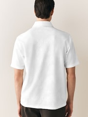 White Floral Jacquard Jersey Short Sleeve Shirt - Image 4 of 8