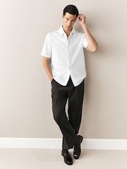 White Floral Jacquard Jersey Short Sleeve Shirt - Image 5 of 8