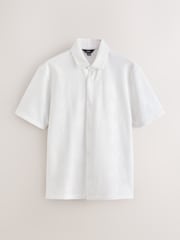 White Floral Jacquard Jersey Short Sleeve Shirt - Image 6 of 8