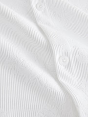 White Floral Jacquard Jersey Short Sleeve Shirt - Image 8 of 8