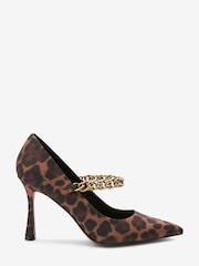 Brown Leopard Print Forever Comfort® Chain Pointed Court Shoes - Image 1 of 4