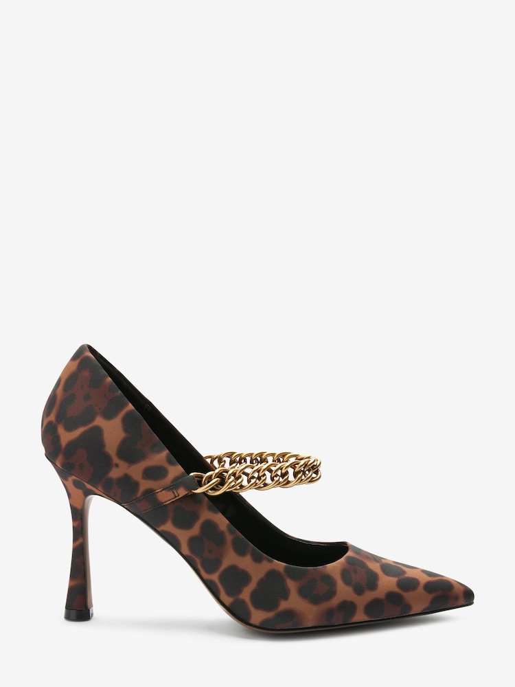 Brown Leopard Print Forever Comfort® Chain Pointed Court Shoes - Image 1 of 4