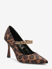 Brown Leopard Print Forever Comfort® Chain Pointed Court Shoes - Image 2 of 4