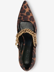Brown Leopard Print Forever Comfort® Chain Pointed Court Shoes - Image 3 of 4