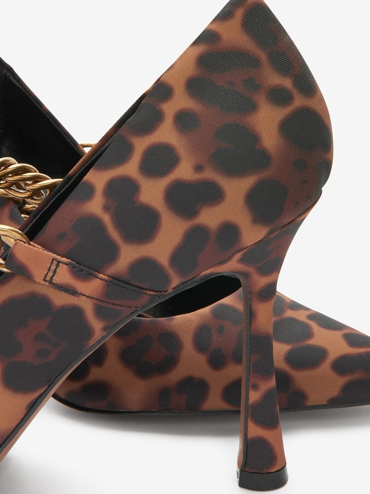 Brown Leopard Print Forever Comfort® Chain Pointed Court Shoes - Image 4 of 4
