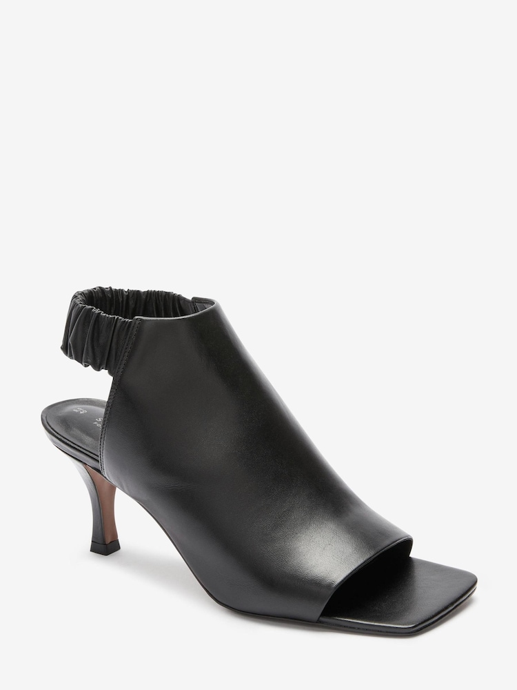 Black Signature Leather Ruched Shoe Boots - Image 2 of 7
