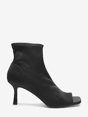 Black Forever Comfort® Satin Peep Toe Shoe Boots - Image 3 of 4
