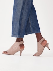 Taupe Signature Leather Ruched Shoe Boots - Image 1 of 6