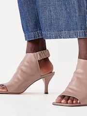 Taupe Signature Leather Ruched Shoe Boots - Image 2 of 6