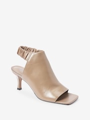 Taupe Signature Leather Ruched Shoe Boots - Image 5 of 6