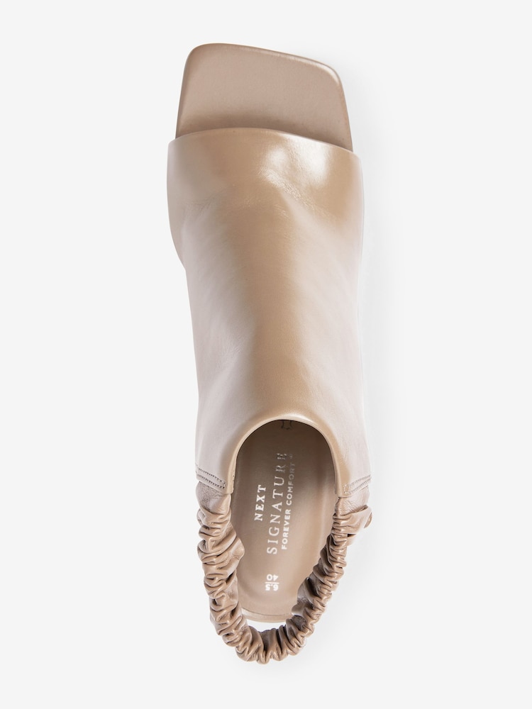 Taupe Signature Leather Ruched Shoe Boots - Image 6 of 6