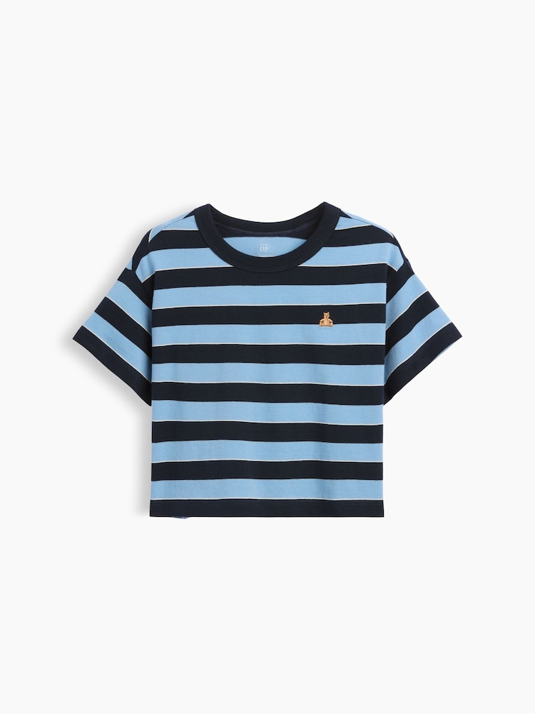 Blauw gestreept - Gap Oversized Boxy T-shirt met korte mouwen (6maanden -5jaar) - Afbeelding 1 van 2