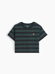 Groen/marineblauw gestreept - Gap Oversized Boxy T-shirt met korte mouwen (6maanden -5jaar) - Afbeelding 1 van 2