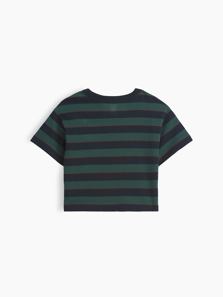 Groen/marineblauw gestreept - Gap Oversized Boxy T-shirt met korte mouwen (6maanden -5jaar) - Afbeelding 2 van 2