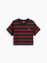 Bordeauxrood gestreept - Gap Oversized Boxy T-shirt met korte mouwen (6maanden -5jaar) - Afbeelding 1 van 1