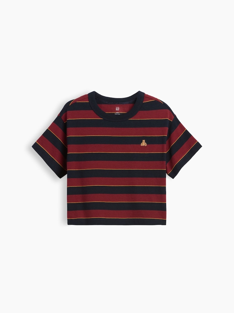 Bordeauxrood gestreept - Gap Oversized Boxy T-shirt met korte mouwen (6maanden -5jaar) - Afbeelding 1 van 1