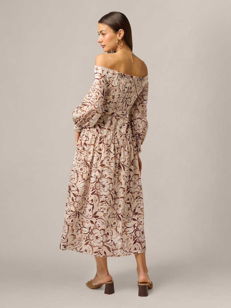 Adrianna Papell White Printed Midi Dress - Image 2 of 6