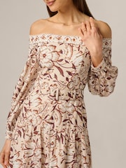Adrianna Papell White Printed Midi Dress - Image 5 of 6