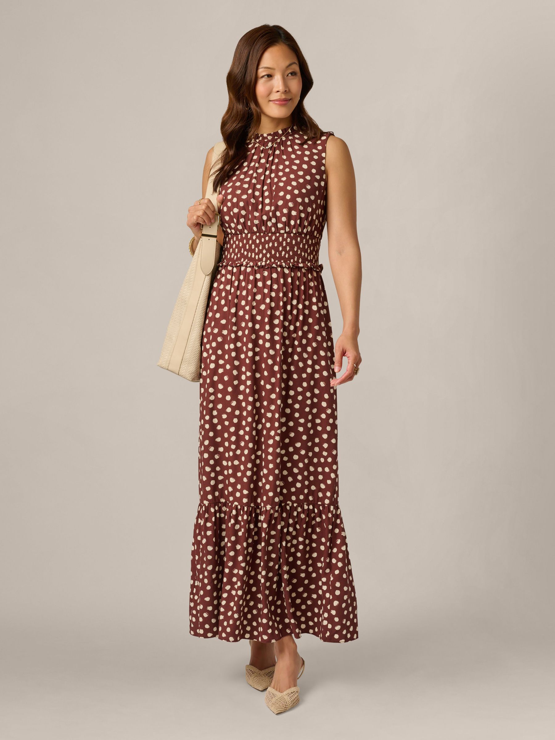 Buy Adrianna Papell Brown Print Smocked Maxi Dress from Next USA