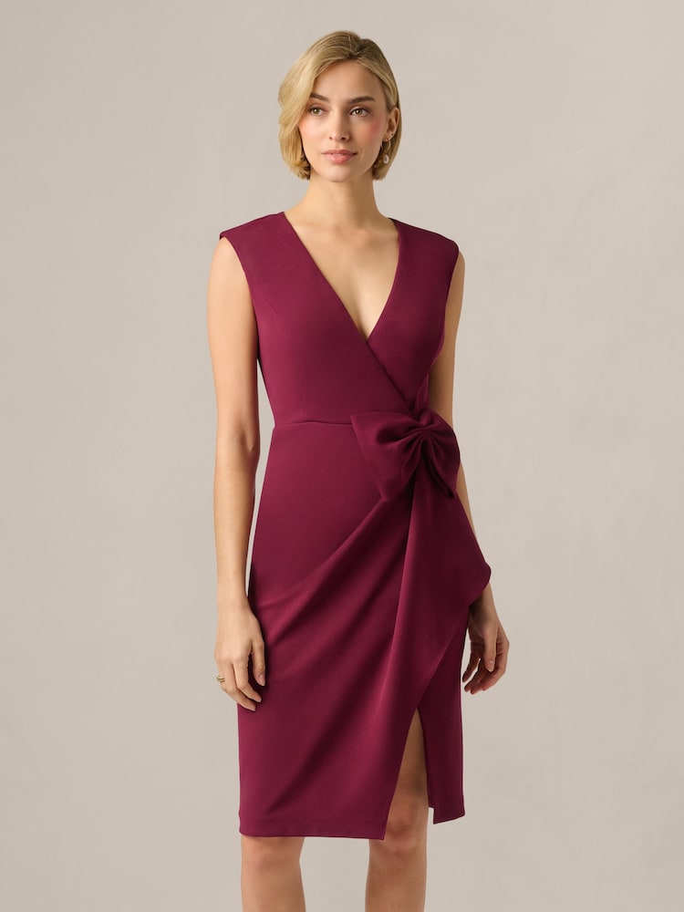 Adrianna Papell Red V-Neck Crepe Short Dress - Image 1 of 6