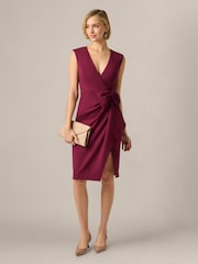 Adrianna Papell Red V-Neck Crepe Short Dress - Image 4 of 6