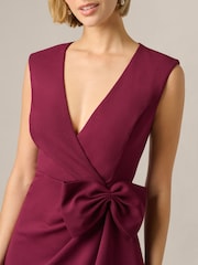Adrianna Papell Red V-Neck Crepe Short Dress - Image 5 of 6