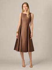 Adrianna Papell Brown Sleeveless Tea Length Dress - Image 1 of 6