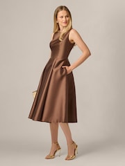 Adrianna Papell Brown Sleeveless Tea Length Dress - Image 4 of 6
