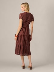 Adrianna Papell Brown Lace Tiered Midi Dress - Image 2 of 6