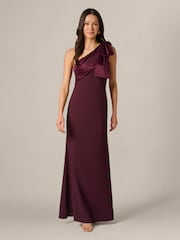 Adrianna Papell Purple One Shoulder Satin Crepe Dress - Image 1 of 6