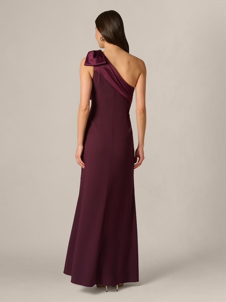 Adrianna Papell Purple One Shoulder Satin Crepe Dress - Image 2 of 6 Adrianna Papell Purple One Shoulder Satin Crepe Dress - Image 2 of 6