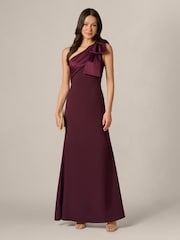 Adrianna Papell Purple One Shoulder Satin Crepe Dress - Image 4 of 6