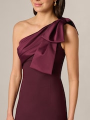 Adrianna Papell Purple One Shoulder Satin Crepe Dress - Image 5 of 6