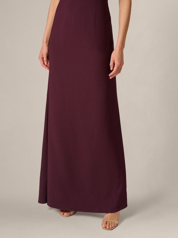 Adrianna Papell Purple One Shoulder Satin Crepe Dress - Image 6 of 6 Adrianna Papell Purple One Shoulder Satin Crepe Dress - Image 6 of 6