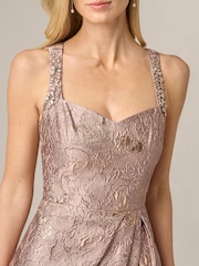 Adrianna Papell Pink Metallic Jacquard Midi Dress - Image 5 of 6