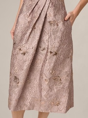 Adrianna Papell Pink Metallic Jacquard Midi Dress - Image 6 of 6