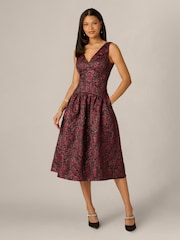 Adrianna Papell Purple Jacquard Midi Dress - Image 1 of 6