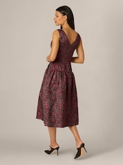 Adrianna Papell Purple Jacquard Midi Dress - Image 2 of 6