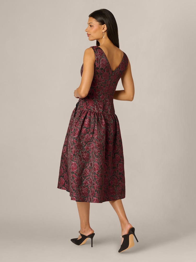 Adrianna Papell Purple Jacquard Midi Dress - Image 2 of 6