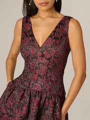 Adrianna Papell Purple Jacquard Midi Dress - Image 6 of 6