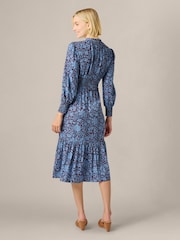 Adrianna Papell Brown Print Smocked Midi Dress - Image 2 of 6