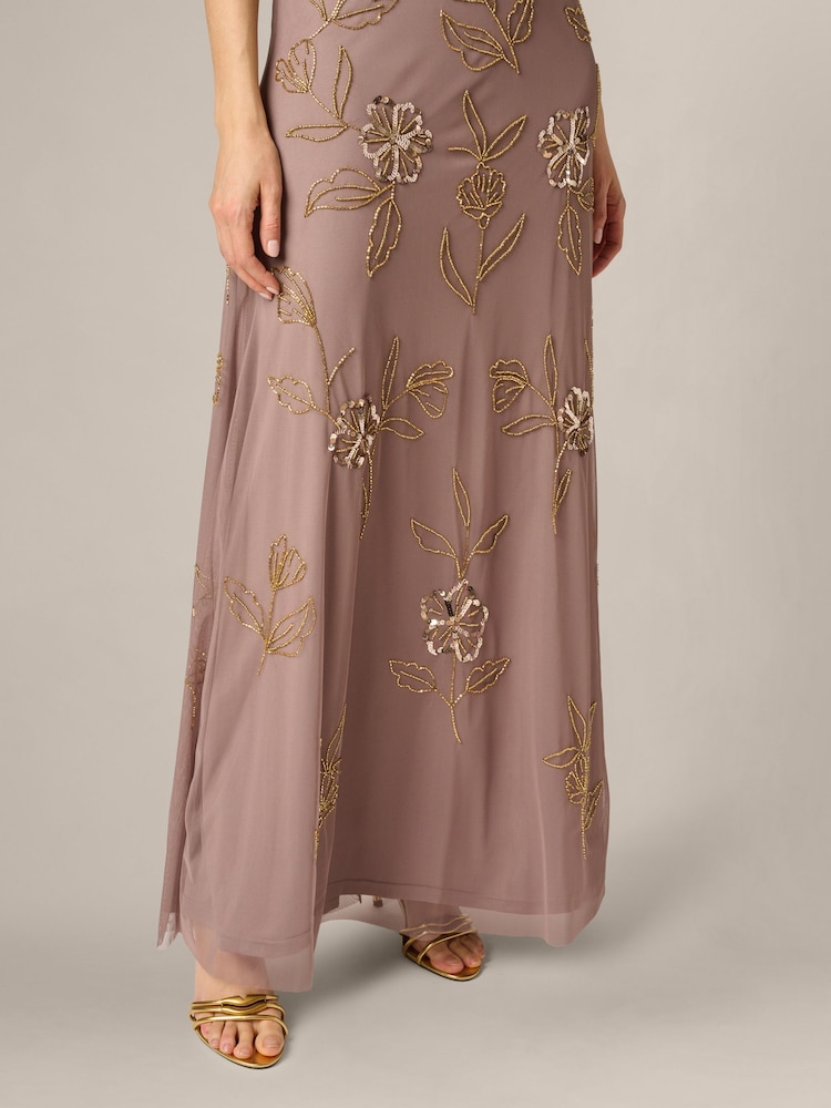 Adrianna Papell Purple Halter Blouson Bead Dress - Image 6 of 6