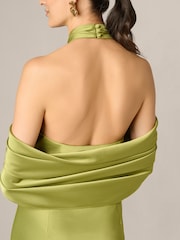 Adrianna Papell Green Aidan Mattox Crepe Back Satin Long Dress - Image 6 of 6
