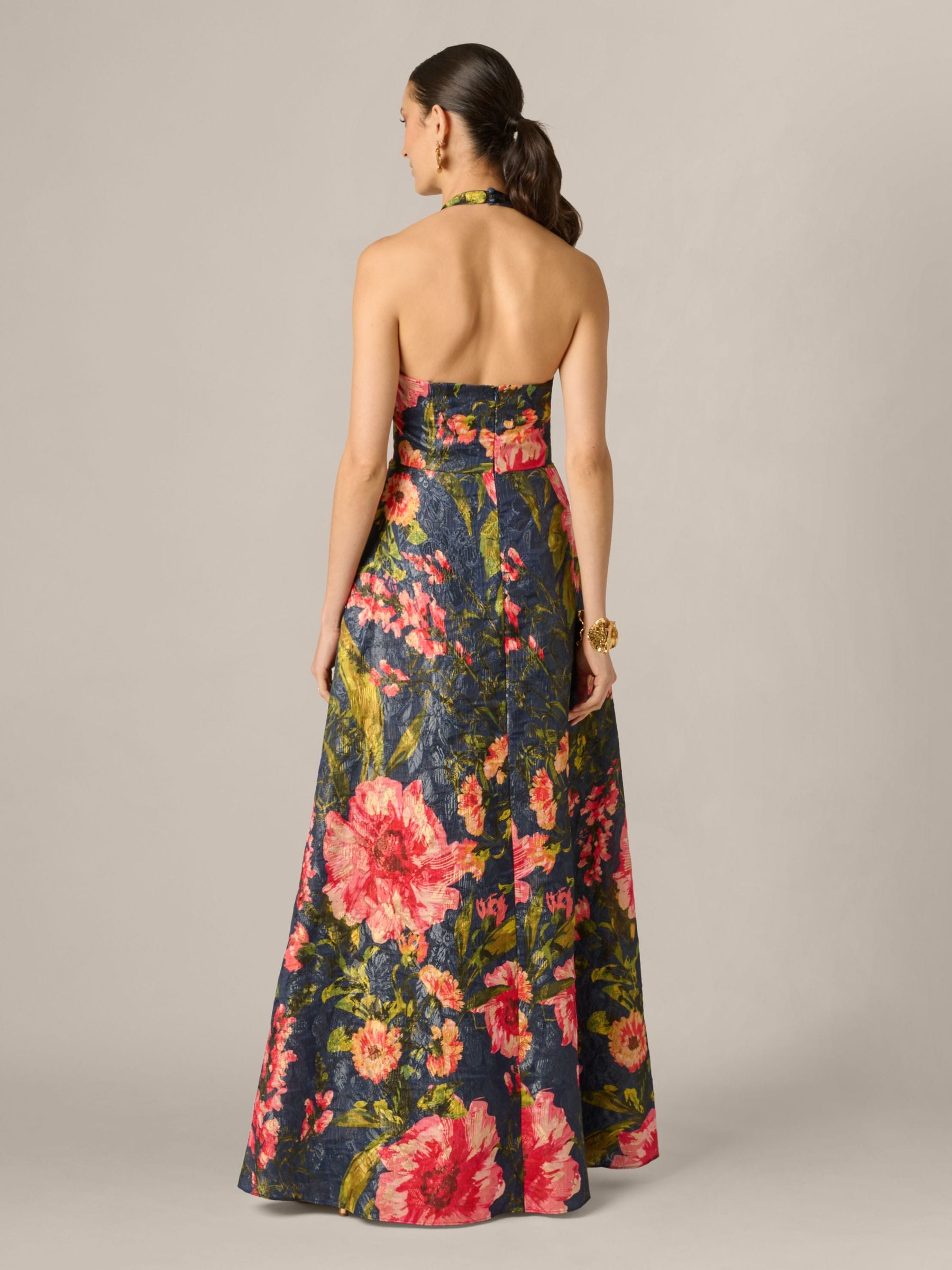 【美品】Adrianna Papell フラワー ロングワンピース US0 Buy Adrianna Papell Blue Aidan Mattox Printed Jacquard Long Dress