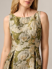 Adrianna Papell Green Boat Neck Jacquard Midi Dress - Image 5 of 6