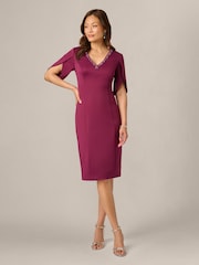 Adrianna Papell Red Beaded Scuba Short Dress - Image 4 of 6