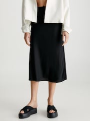 Calvin Klein Black Bias Cut Midi Skirt - Image 2 of 10