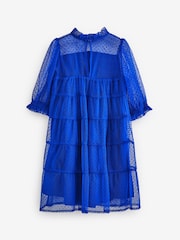 Cobalt Blue Tiered Mesh Dress (3-16yrs) - Image 5 of 6