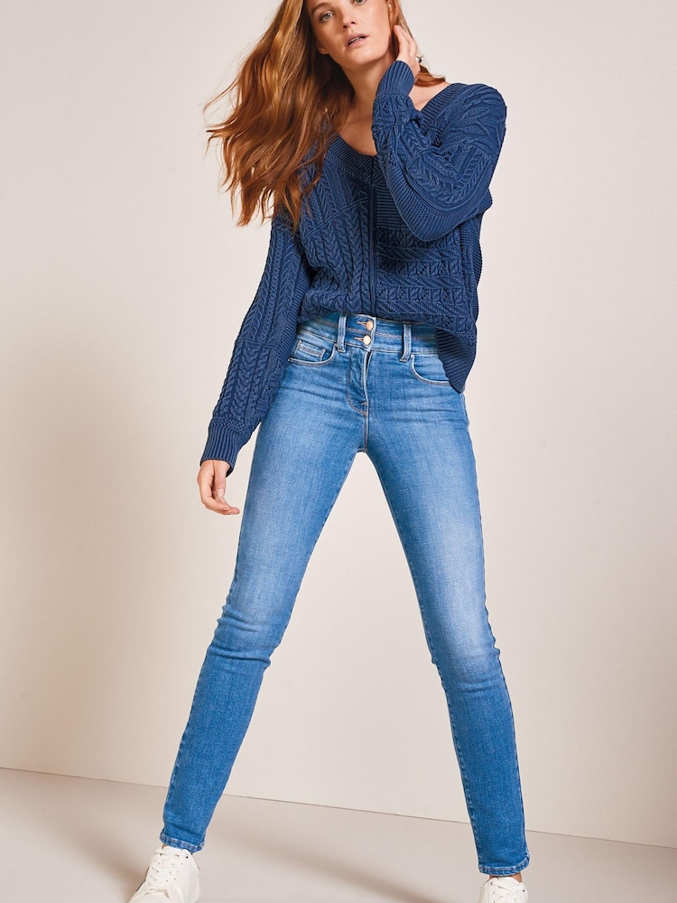 Mid Blue Denim Wash Lift, Slim And Shape Slim Jeans - Image 3 of 7